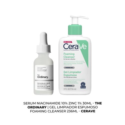 Serum Niacinamide 10% Zinc 1% 30ml+Gel Limpiador Espumoso 236ml