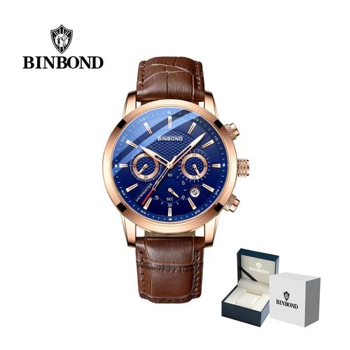Reloj BINBOND para Hombre - Azul/Oro - Cuero