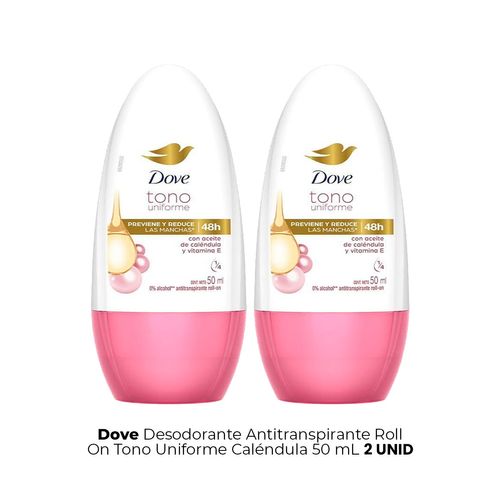 Desodorante Antitranspirante Roll On Tono Uniforme 50ml Dove 2 Unid
