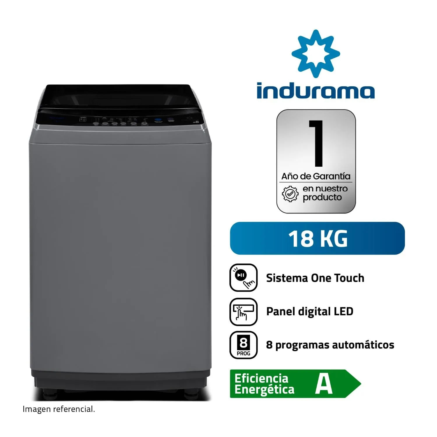Lavadora Automatica Indurama 18KG LRI-18DGR