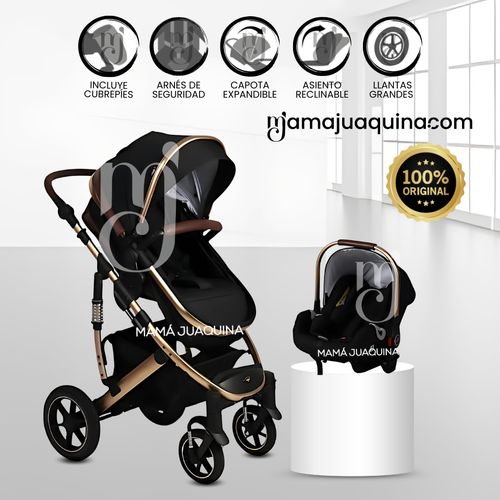 Coche Cuna Moisés de Lujo «TORETTO II» Negro