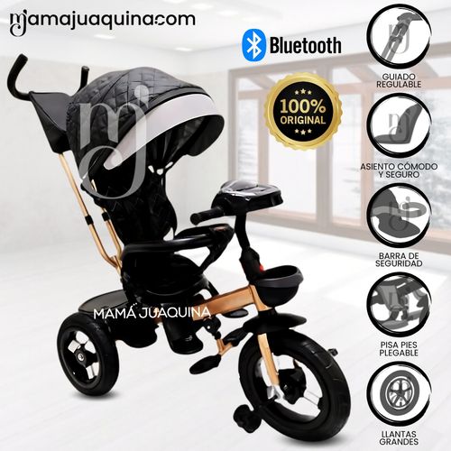 Triciclo Giratorio 3 en 1 «SMART PREMIUM» USB Bluetooth Negro