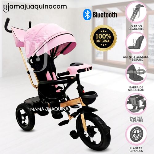 Triciclo Giratorio 3 en 1 «SMART PREMIUM» USB Bluetooth Rosa