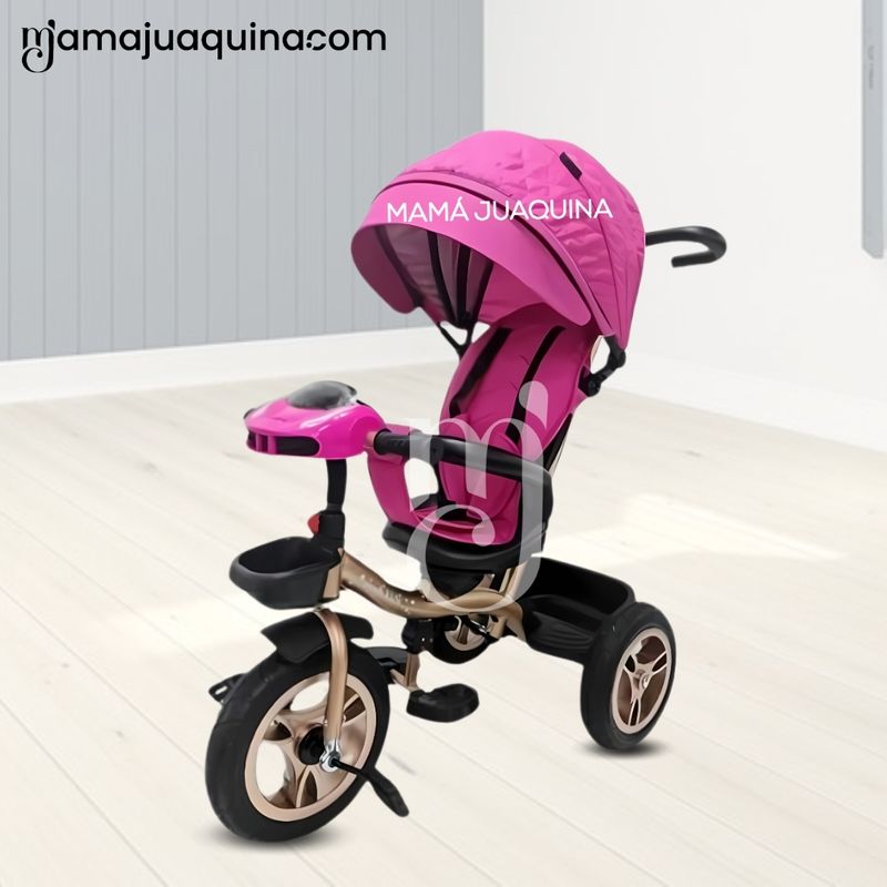 Triciclo-Guiador-Baby-Happy-«GOLDEN-SPEED»-Musical-Fucsia