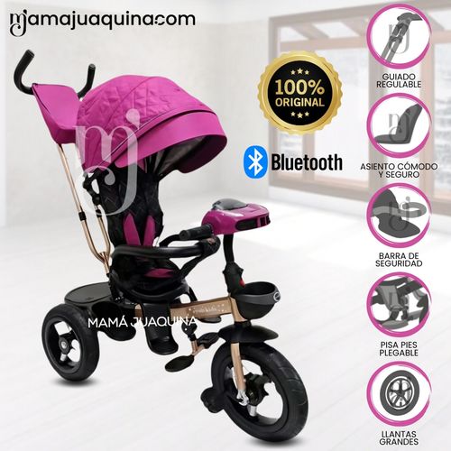 Triciclo Giratorio 3 en 1 «SMART PREMIUM» USB Bluetooth Fucsia