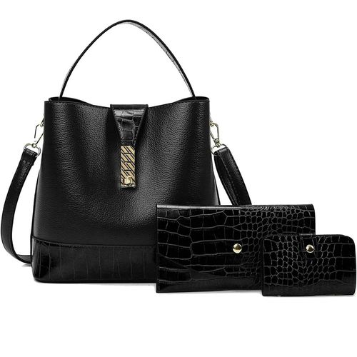 Cartera hombro para mujer juego de 3 piezas - Negro