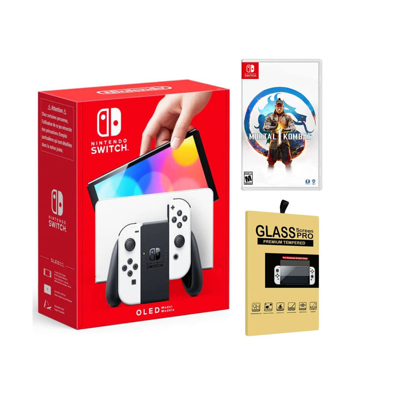 Consola-Nintendo-Switch-Oled-Blanca---Mortal-Kombat-1---Mica