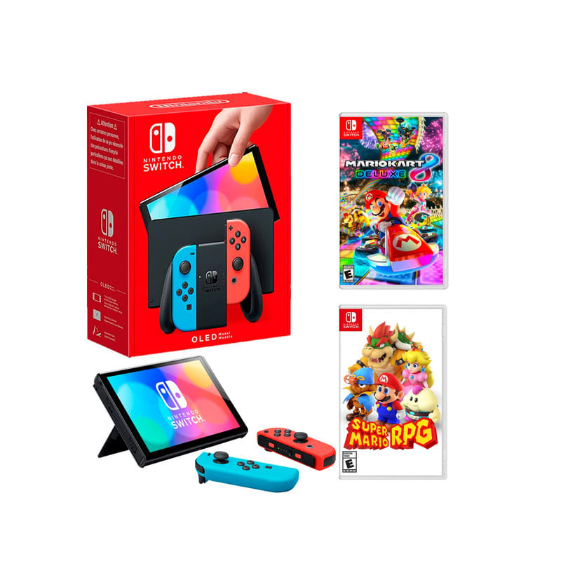 Consola-Nintendo-Switch-Oled-Neon---Mario-RPG---Mario-Kart