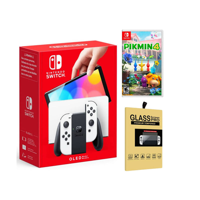 Consola-Nintendo-Switch-Oled-Blanca---Pikmin-4---Mica