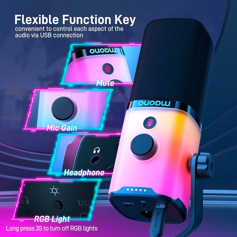 Microfono-Maono-PD100X-Dinamico-RGB-Streaming-USBXLR
