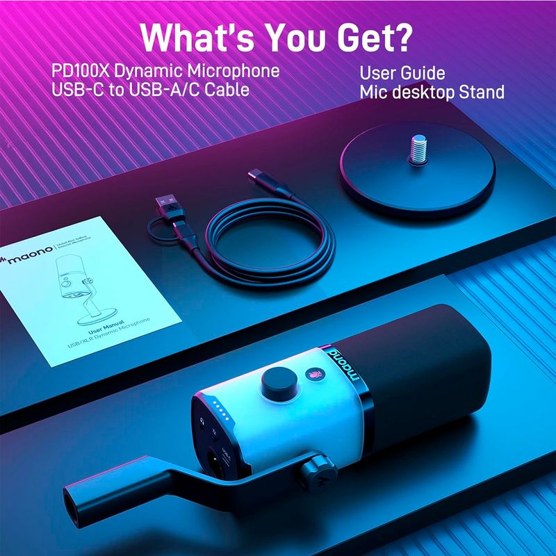 Microfono-Maono-PD100X-Dinamico-RGB-Streaming-USBXLR