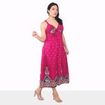 Vestido-Casual-de-Lino-para-Verano---Magenta-Talla-L