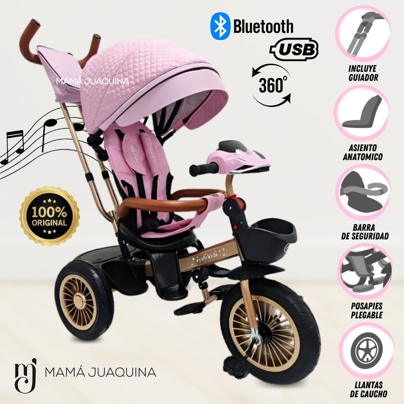 Triciclo-Guiador-«LUCIAN-II»-con-Bluetooth-Rosa
