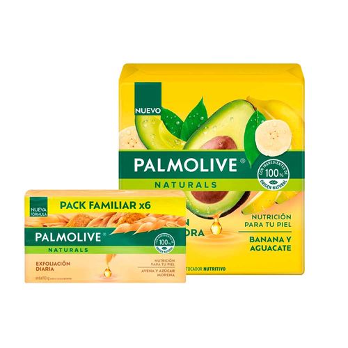 Pack PALMOLIVE Jabón Avena y Azúcar 6x120g + Jabón Naturals Banana y Aguacate 3x110g