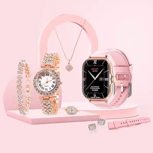 Smartwatch A58 Plus 6en1 para Mujer Set Joyería Elegante Caja de Regalo