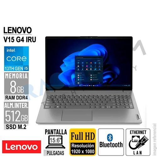Laptop Lenovo V15 G4 IRU 15.6" FullHD Intel Core i5-13420H RAM 8GB-DDR4 512GB-SSD SIN SISTEMA OPERAT
