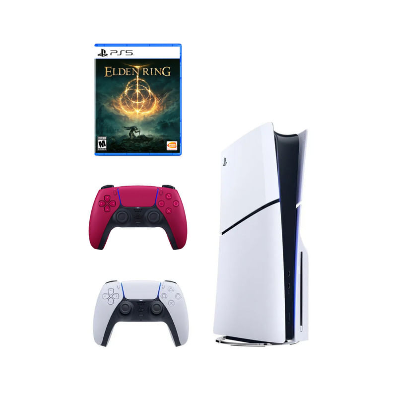 Consola-Playstation-5-Slim-Lectora-de-Discos---Elden-Ring---Mando-Rojo
