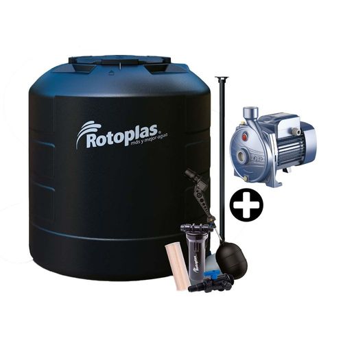 COMBO Tanque de Agua Rotoplas Negro Plus 1100 litros + Kit de Accesorios + Electrobomba Centrífuga Pedrollo 1 HP CPM620 100L/min