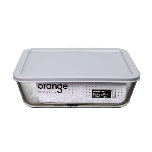 Taper de Vidrio Rectangular Refractario con Tapa Gris 2.6L Orange