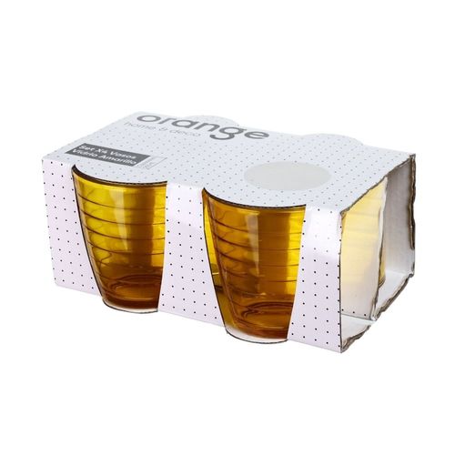 Set de 4 Vasos Vidrio Amarillo 385ml Orange