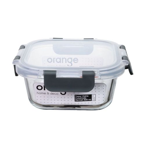 Taper de Vidrio Cuadrado Hermético 520ml Orange