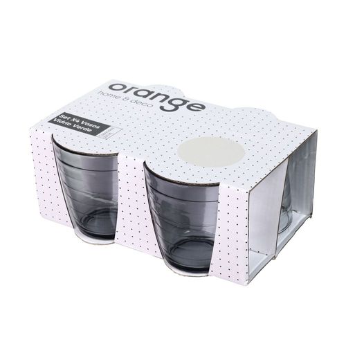 Set de 4 Vasos Vidrio Verde 385ml Orange