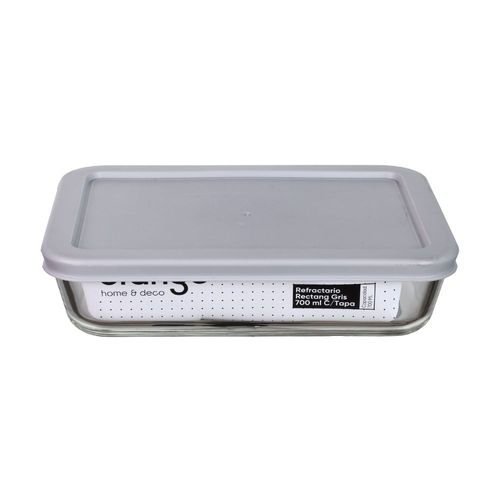 Taper de Vidrio Rectangular Refractario con Tapa Gris 700ml Orange