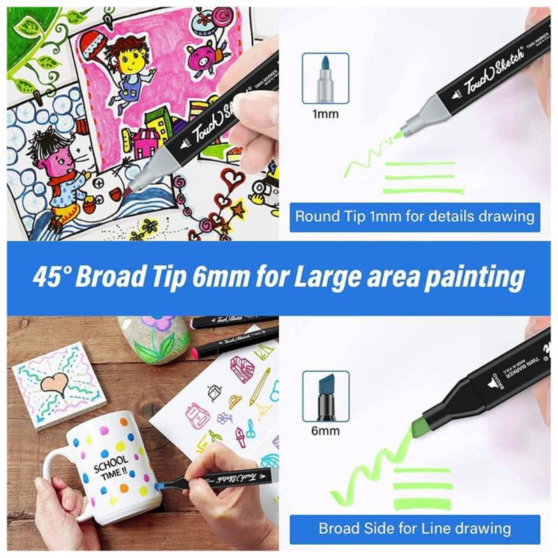 Set-de-80-Plumones-Marcadores-Doble-Punta-con-Estuche-Arte