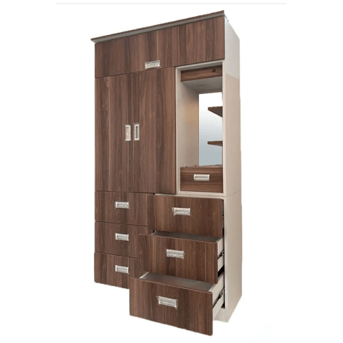 Ropero de Melamina 3 Puertas con Espejo Caramelo