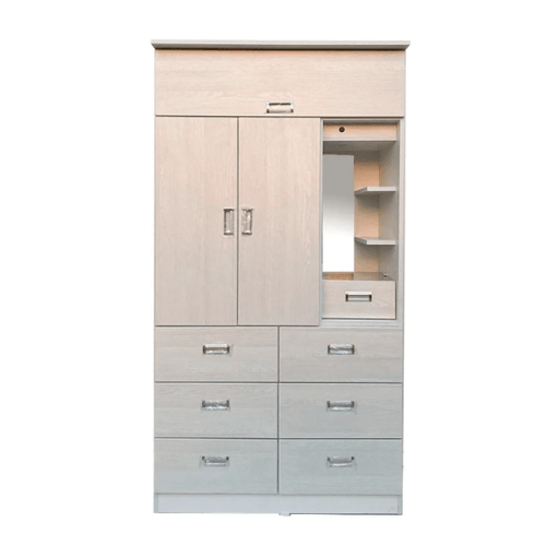 Ropero de Melamina 3 Puertas con Espejo Malva