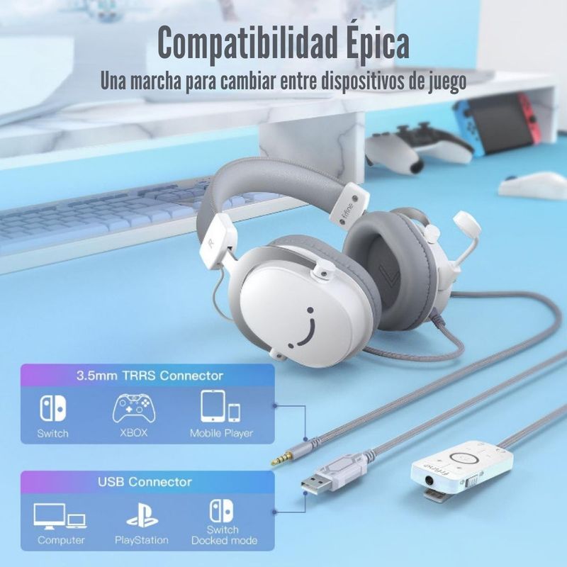 Fifine---Audifono-Ampligame-H9-Surround-Sound-71---Blanco