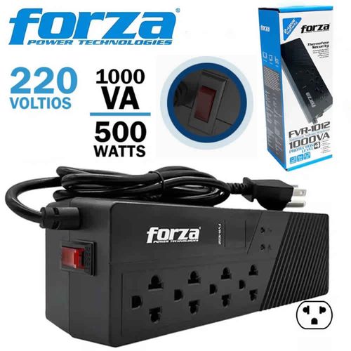 ESTABILIZADOR FORZA 1000 VA  FVR-1012USB 500W  4 TOMAS NEGRO
