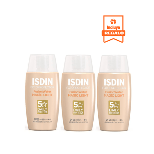 Trio Isdin Fotoprotector Fusion Water Color Light SPF50 50ml - Bloqueador Solar Facial Con Color Oil