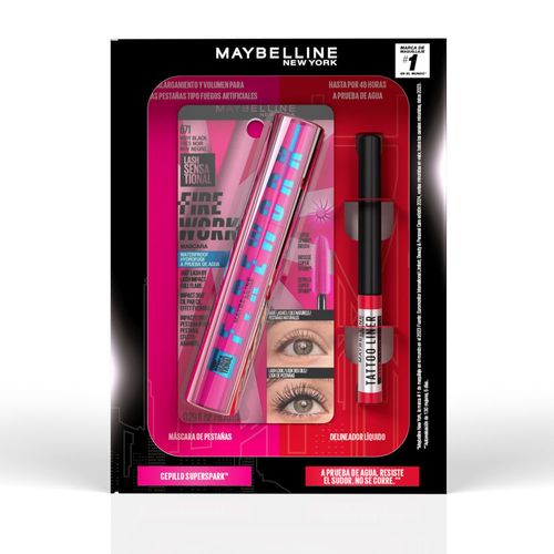 Firework Mascara Maybelline Waterproof 8Ml + Tattoo Liner Maybelline Waterproof Hasta Por 48H 7Ml