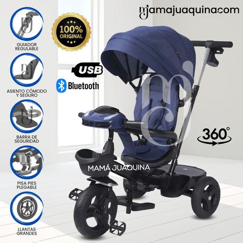 Triciclo Guiador 3 En 1 Ebaby «ZOE» Blue