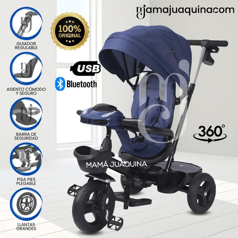 Triciclo-Guiador-3-En-1-Ebaby-«ZOE»-Blue