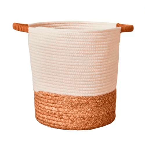 Cesta para Almacenamiento de Cuerda Tejida con Asa Pequeña