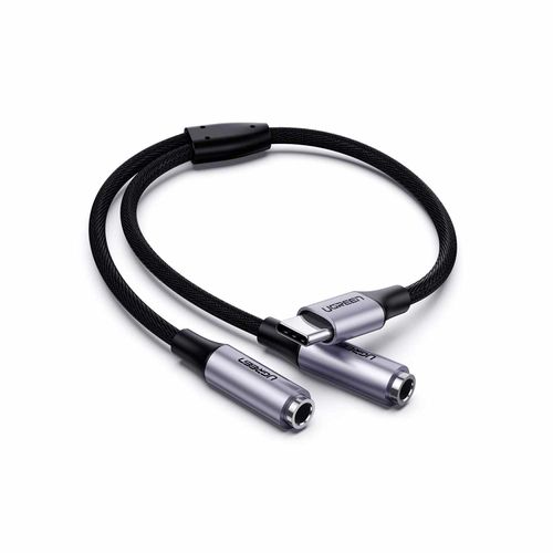 Cable de Audio USB-C a 3.5mm x2 Hembra Ugreen 25cm AV144 30732 Negro