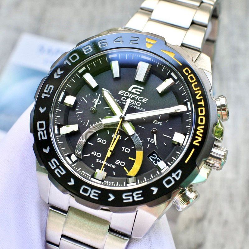 Reloj-Casio-Edifice-Zafiro-Solar-EFS-S550DB-1AV-Fecha-Cronometro-Acero-Inoxidable-Dial-Negro