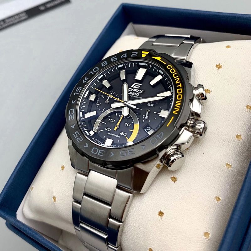 Reloj-Casio-Edifice-Zafiro-Solar-EFS-S550DB-1AV-Fecha-Cronometro-Acero-Inoxidable-Dial-Negro