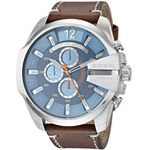 Reloj-Diesel-Mega-Chief-DZ4458-Fecha-Cronometro-Correa-De-Cuero-Marron-Dial-Celeste