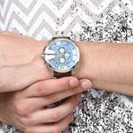 Reloj-Diesel-Mega-Chief-DZ4458-Fecha-Cronometro-Correa-De-Cuero-Marron-Dial-Celeste