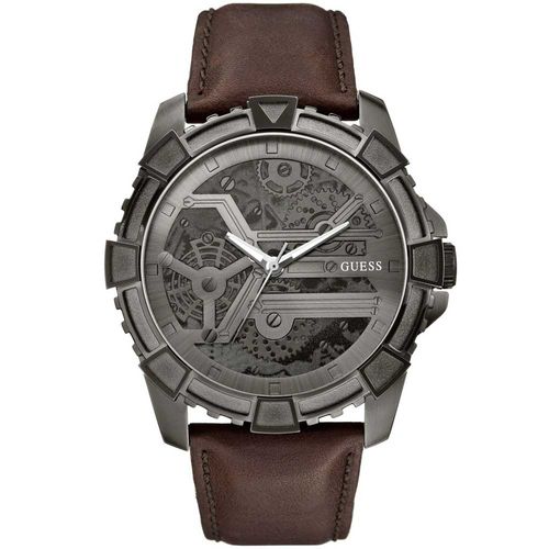 Reloj Guess Dynamic U0274G1 Correa De Cuero Marrón Gunmetal