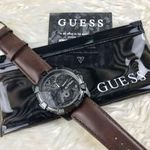 Reloj-Guess-Dynamic-U0274G1-Correa-De-Cuero-Marron-Gunmetal