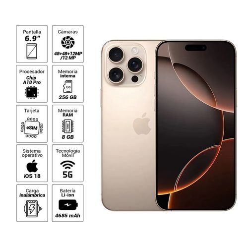 iPhone 16 Pro-Max 6.9" 5G – 256GB ESIM A18 Pro - Color Gold