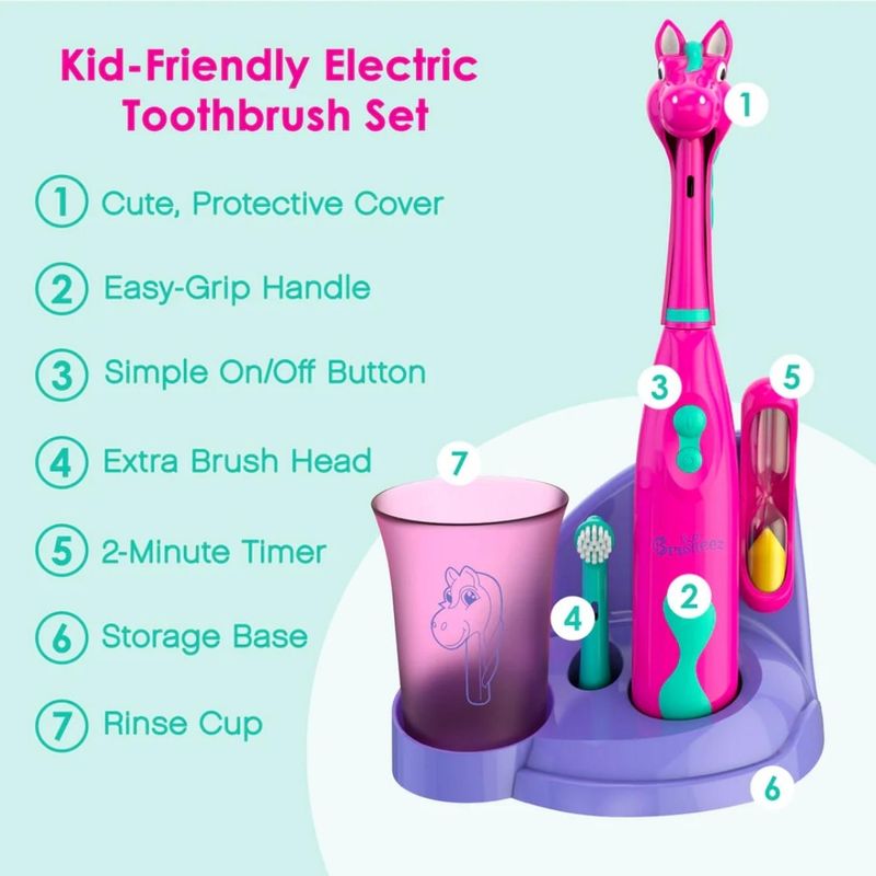 Set-Cepillo-de-Dientes-Electrico-para-niño-Brusheez---Prancy-el-Pony