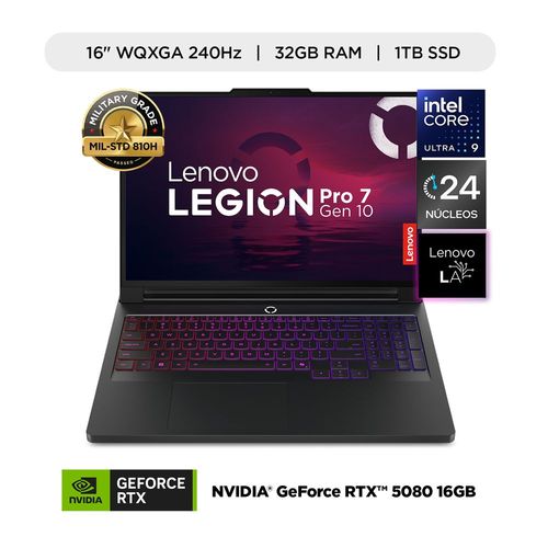 Laptop Lenovo Legion Pro 7 16IAX10H 32GB RAM 1TB SSD Eclipse Black