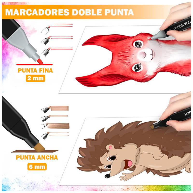 Set-de-168-Plumones-Doble-Punta-con-Estuche-Arte-Premium-Con-Base-y-Correa