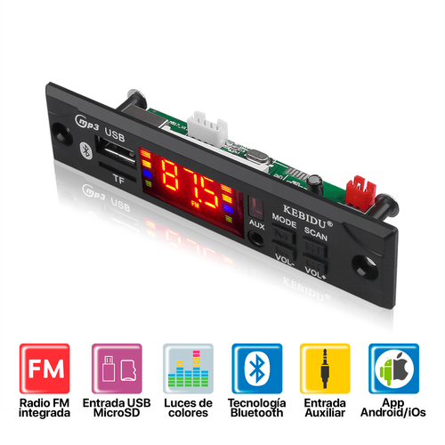 Panel Rectangular Lector Audio Bluetooh Fm Mp3 Auxiliar + APP
