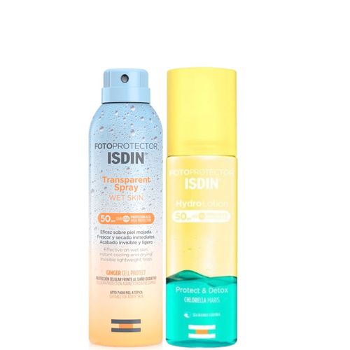 Duo ISDIN TRANSPARENT SPRAY WET SKYN 250 ml + HYDROLOTION SPF 50+ 200ML